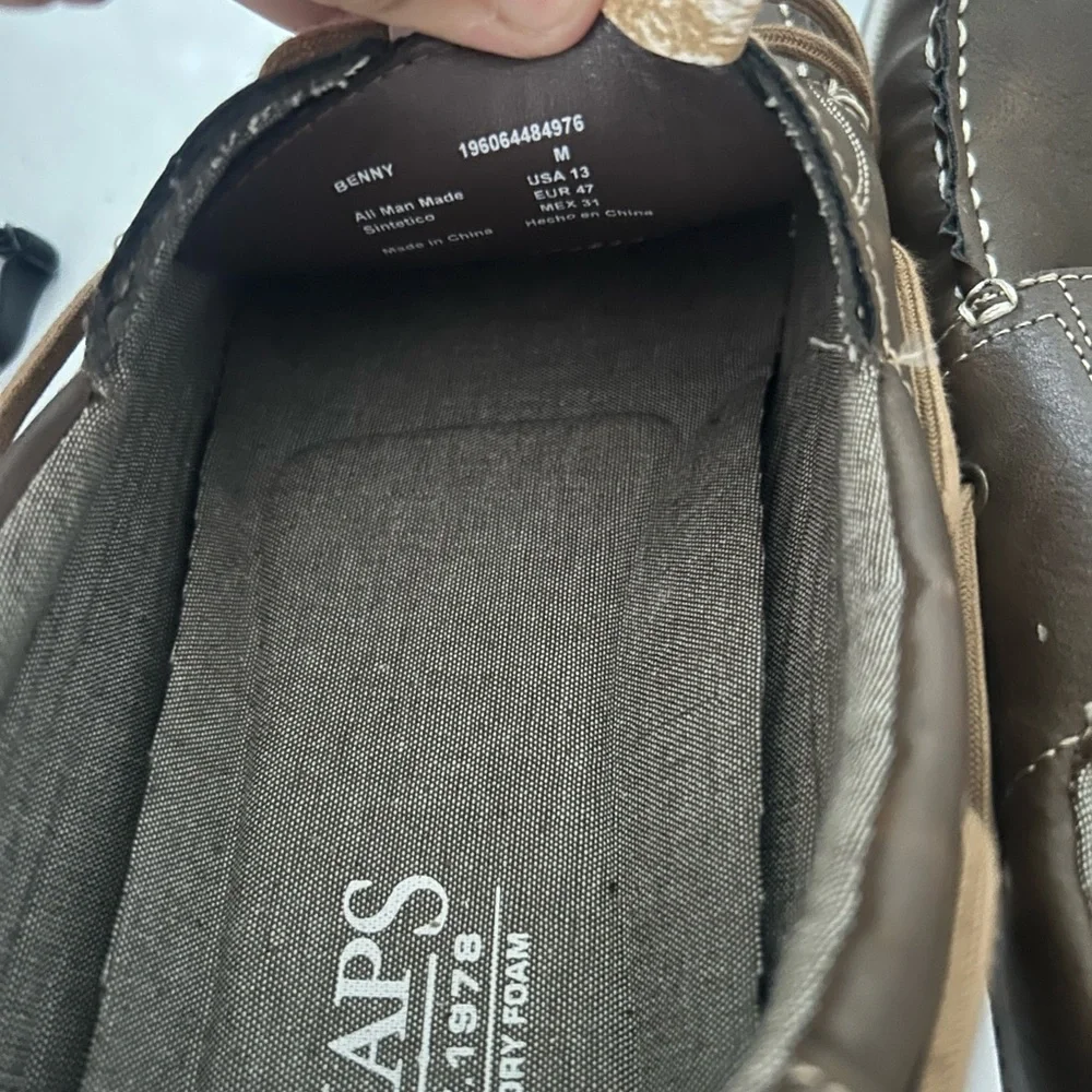 Chaps Brown Leather Boat Shoes with Tan Laces